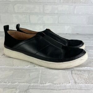 Vionic Zinah Slip On Sneakers Shoes Womens 9.5 Black Nubuck Leather Comfort 40.5